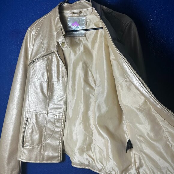 Frida G. London Women's Faux Leather Moto Jacket Large #56-10 - Picture 4 of 10